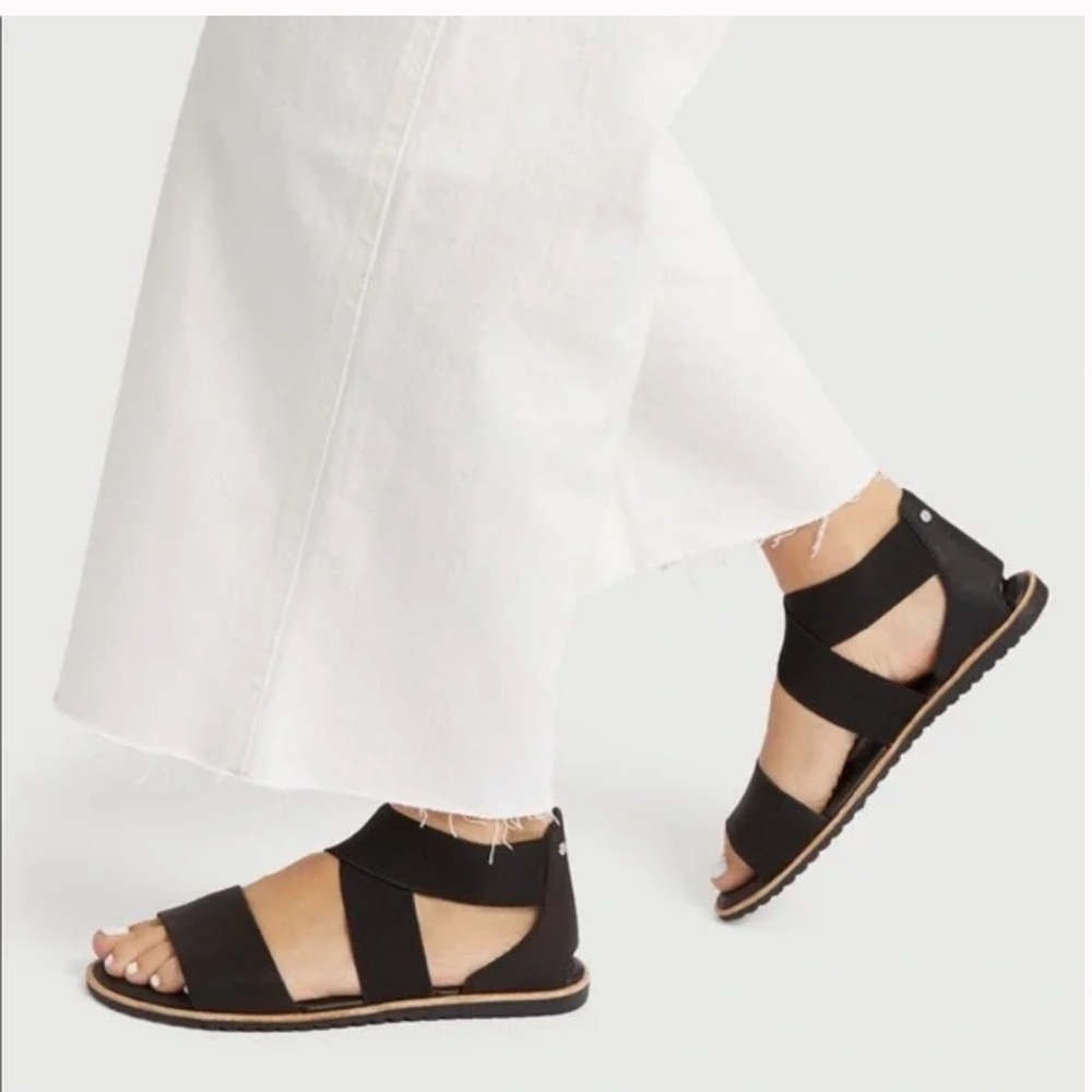 Sorel Ella Genuine Black Leather Sandals